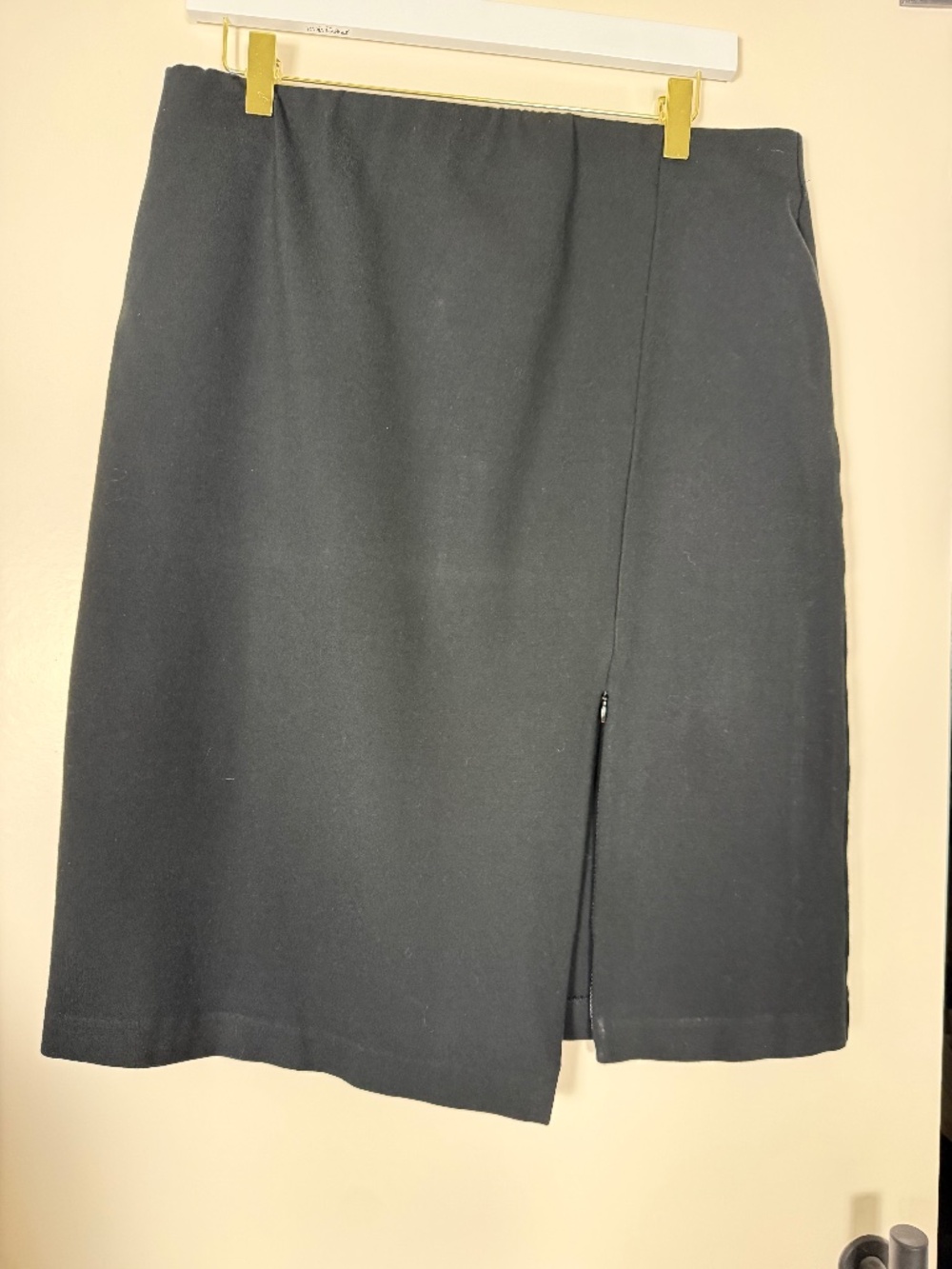 J.Jill Ponte Black Pencil Skirt Size M Front Slit Career Classic